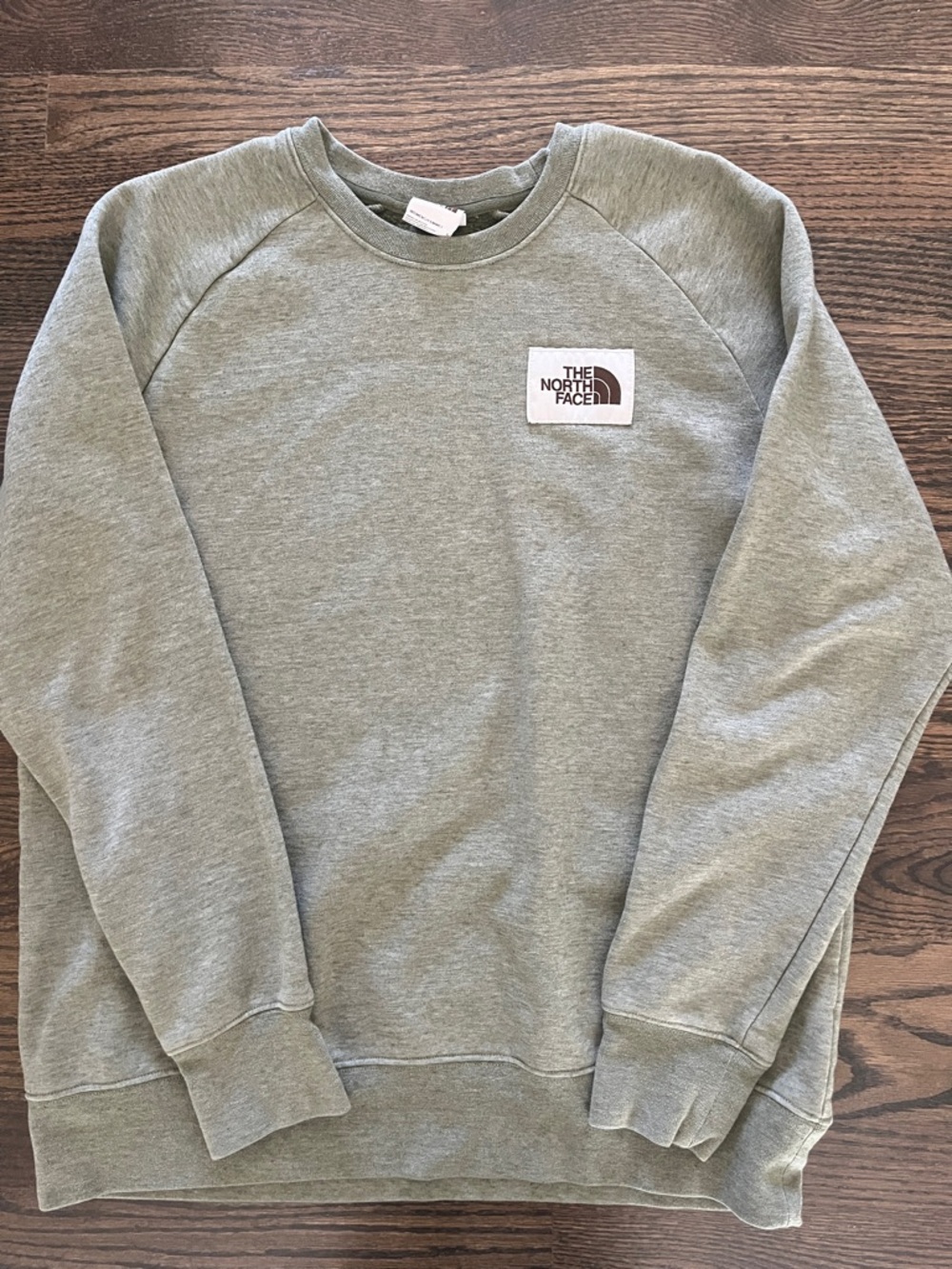 The North Face Sage Green Crew Sweatshirt with Logo Patch